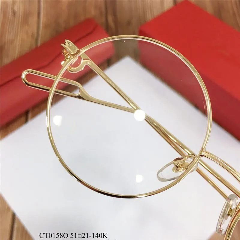 Ny modedesigner Frame Round K Gold Retro Vintage Style 0158 unisex Optiska glasögon utomhusstil kan göra receptbelagda glasögon257