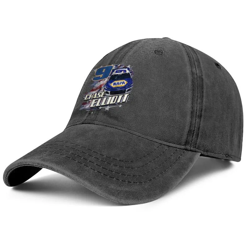 Élégant Chase Elliott First Pick Casquette de baseball en denim unisexe Chapeaux de golf 2018 Pilote le plus populaire NASCAR 9 2019 Patriotic USA 2-S253Z