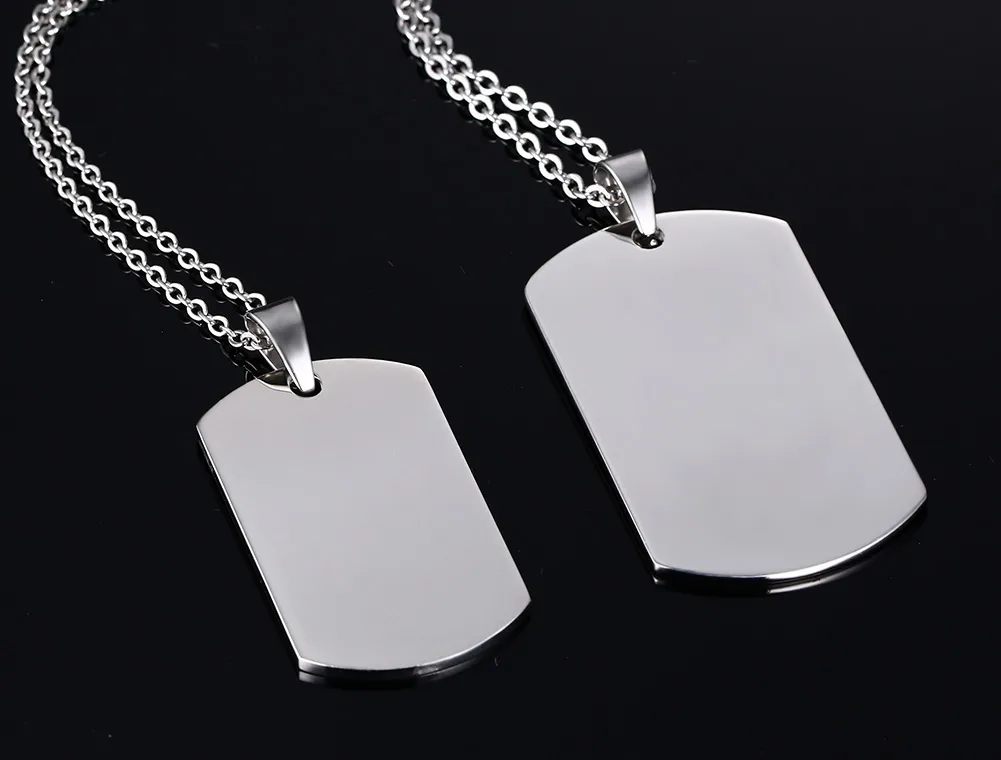 High Polished Stainless Steel Silver Dog Tag Pendant Husband Wife Friendship Gift Personalized Military Necklace286g