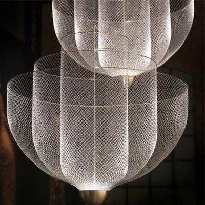 Nordique salon suspension lampe personnalité restaurant chambre lampe moderne minimaliste Net cage lustre éclairage mode salle à manger 290S