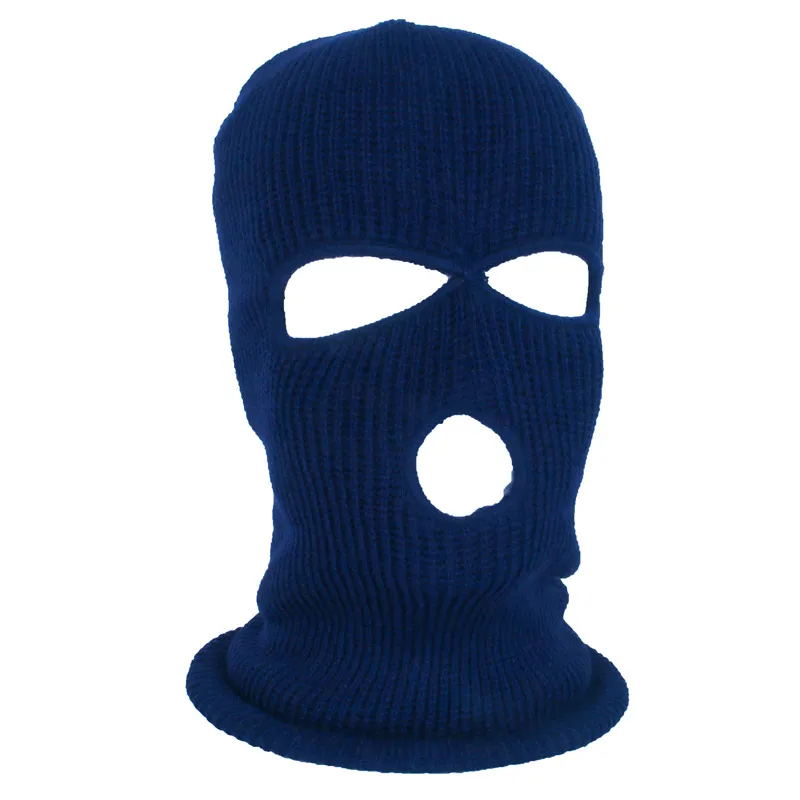 Masque de couverture complet trois 3 trous cagoule tricot chapeau hiver extensible masque de neige bonnet chapeau casquette nouveau noir chaud visage Masks233Y