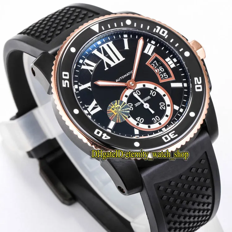 TW F5バージョンキャリバーDE W2CA0004 CAL 1904-PS MC AUTOMATAC BLACK BIG DATE DIAL LUMINOUS MENSウォッチセラミックベゼルラバースポーツ2771