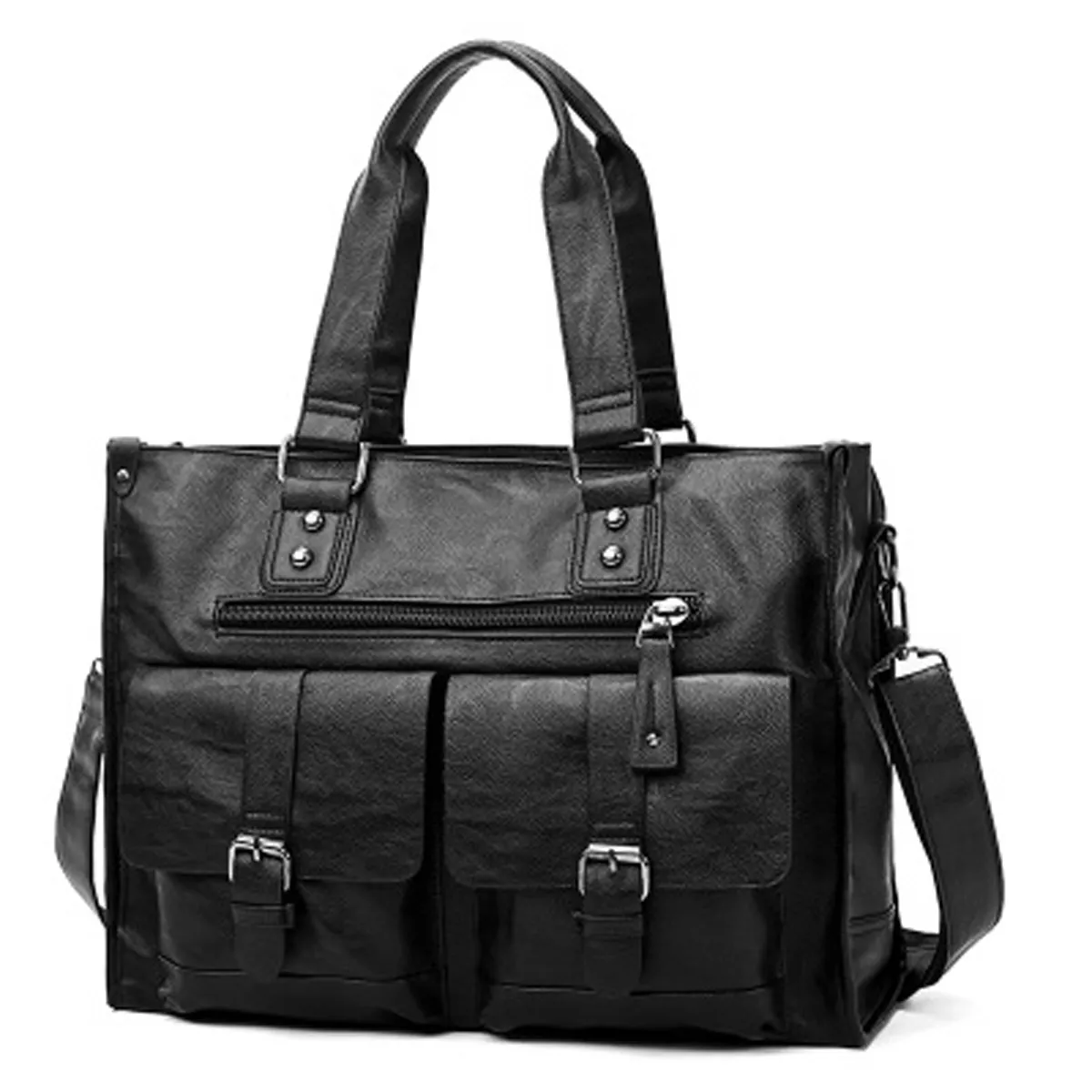 läder bärbara väska män svart portfölj 15 6 mode affärspåsar vintage casual mens datorväska kontor väskor för män335s