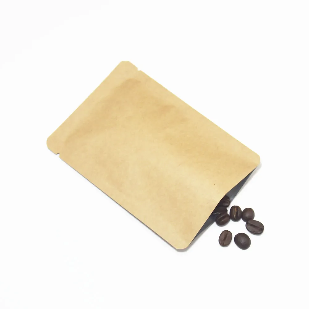 4 storlekar Brown Open Top Food Vacuum Package Bag Kraft Paper Aluminium Foil Packaging Pouch Coffee Powder Torkade matlagringspåsar HEA200