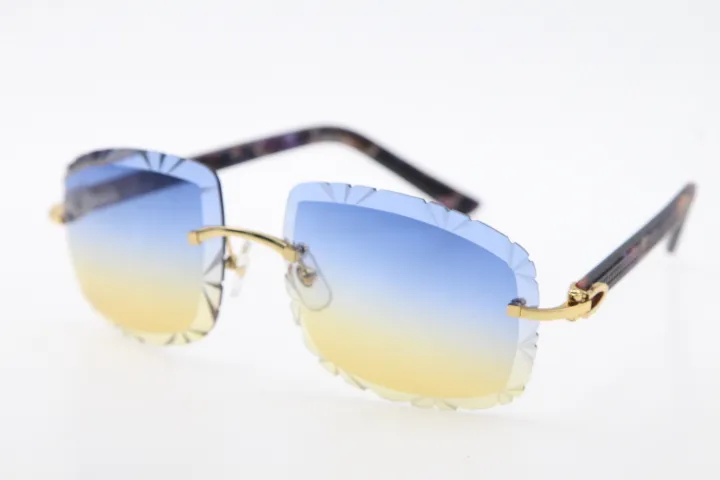 Ganze randlose Sonnenbrille 3524012-A Brille Marmor Lila Plank Sonnenbrille Mode männlich und weiblich C Dekoration Goldrahmen245A