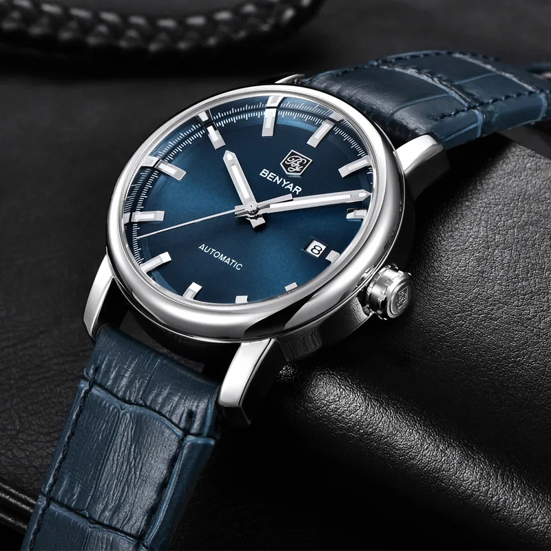Nuovi orologi in pelle da uomo moda casual BENYAR Top Brand Business orologio meccanico automatico da uomo sportivo Relogio Masculino268d