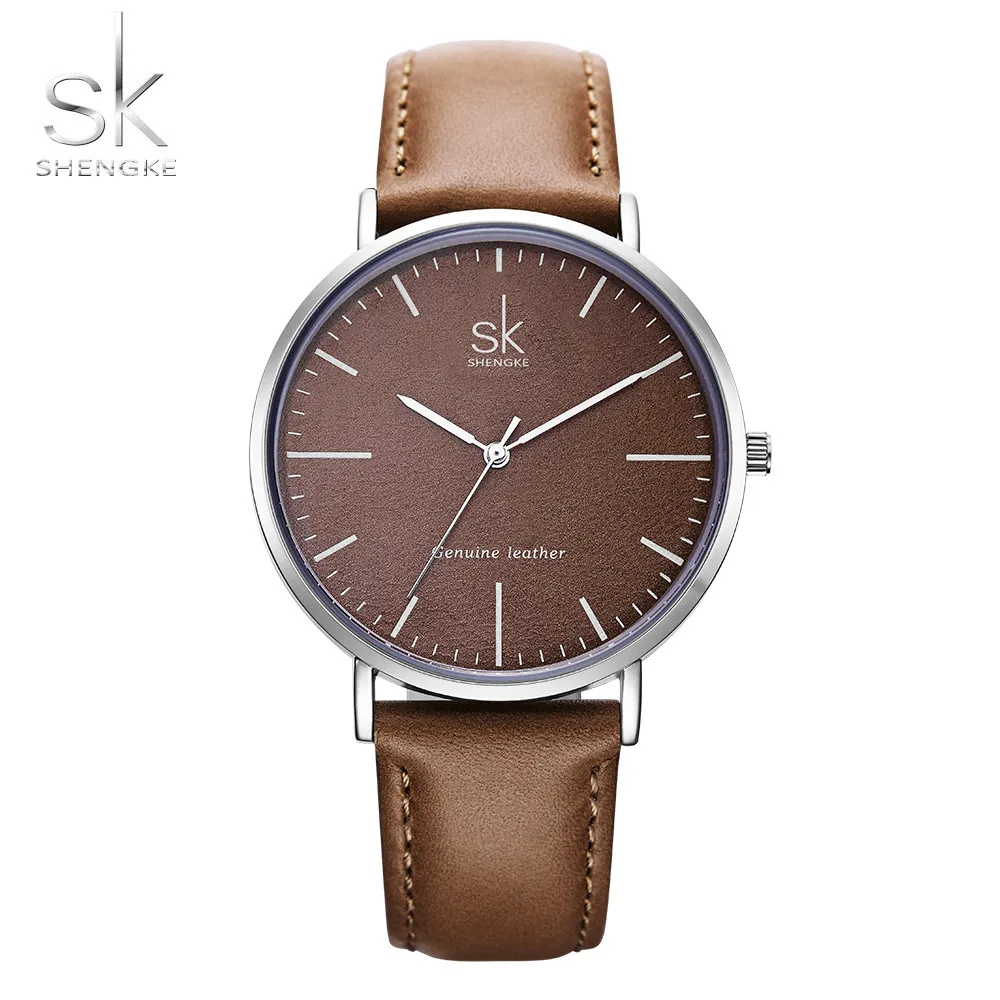 Relojes Shengke de cuero genuino para mujer, relojes de cuarzo de marca de lujo, relojes casuales para mujer, reloj para mujer, reloj femenino258u