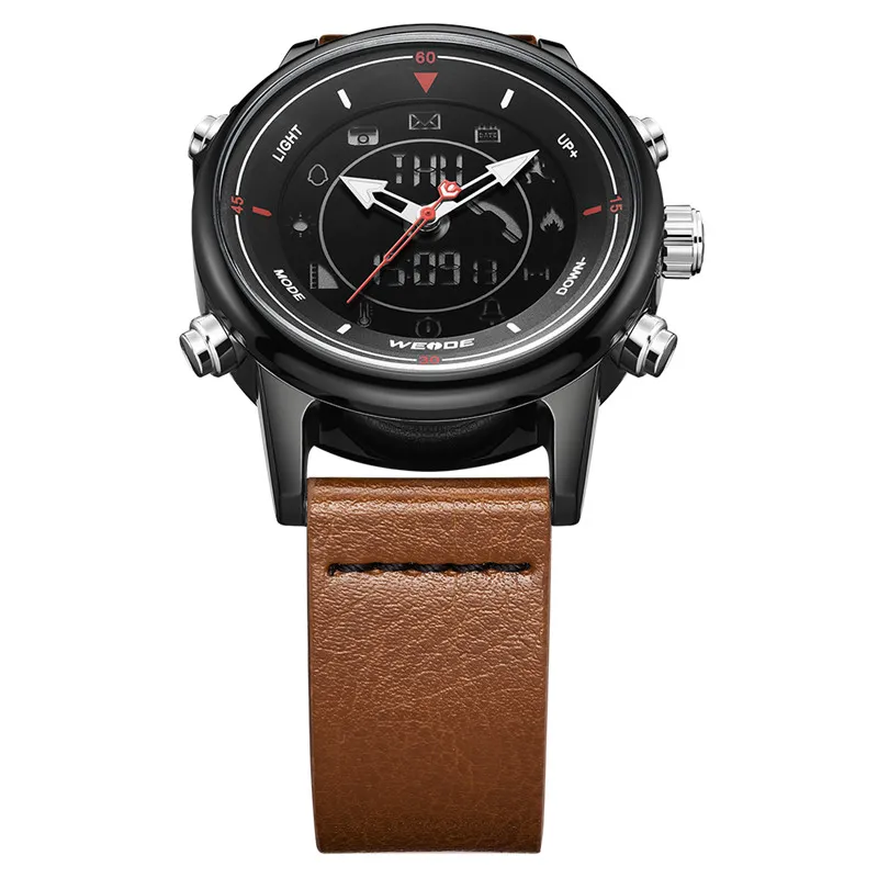 WEIDE bracelet en cuir numérique Bluetooth Smartwatch horloge 5ATM étanche hommes montre-bracelet affaires casual alarme Relogio Masculino241M