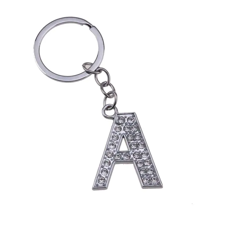 26st A-Z 3 2 Alloy Alphabet Letter Keyring Full Rhinestone Key Chain DIY Accessories210z