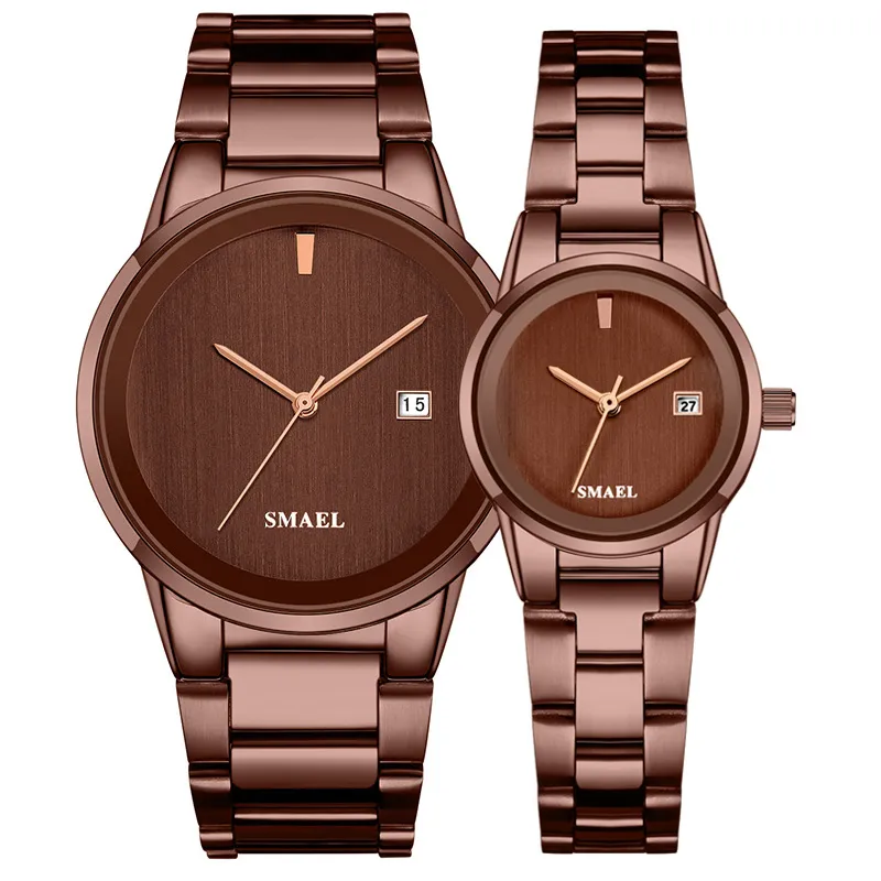 aanbieding Set Paar luxe Klassieke roestvrijstalen horloges prachtige herendame 9004 waterdichte fashionwatch set250n