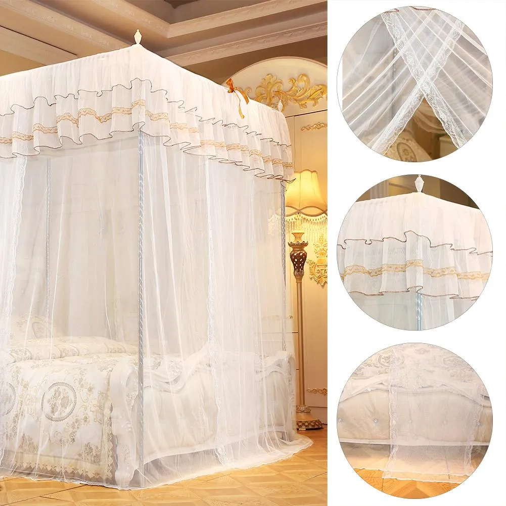 Princess 4 Corners Post Bed Canopy Mosquito Net Bedroom Mosquito Netting Bed Curtain Canopy Netting243B