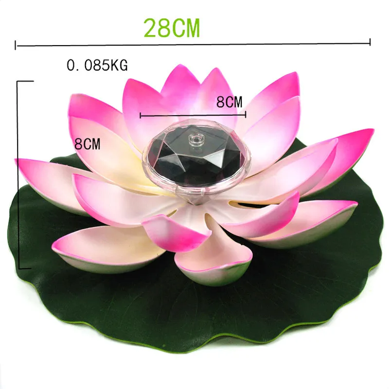 Lampe de fleur de lotus LED à énergie solaire résistante à l'eau extérieure flottante étang veilleuse pour la décoration de jardin de fête de piscine C19041702270V