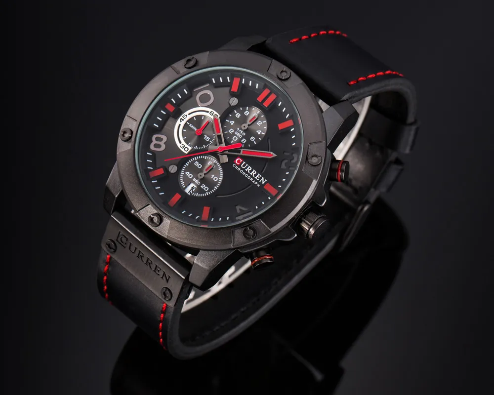 Curren New Men Watch Fashion Casual Chronograph Quartz zegarek na rękę Pasek na rękę