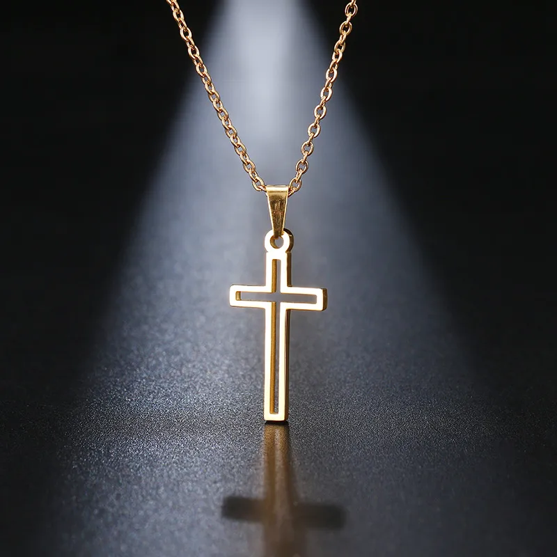 Collier en acier inoxydable pour femmes, chaîne de couleur or et argent, petit bijou religieux en or, 5279614