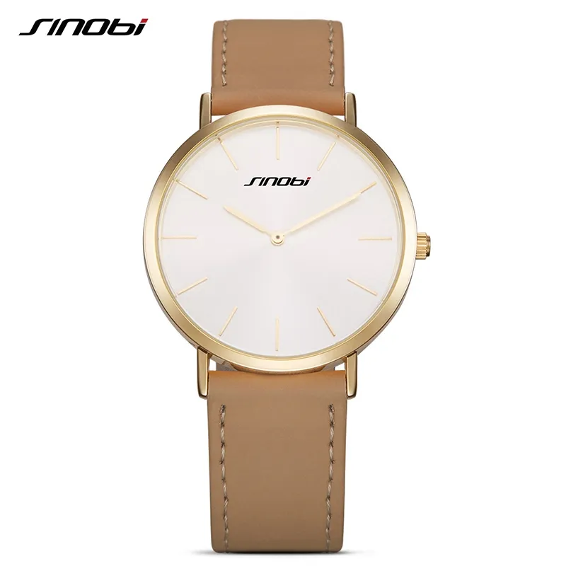 Sinobi novo design moda senhoras relógios elegante simples feminino relógio de quartzo feminino tendência moderna pulseira de couro montre femme213l