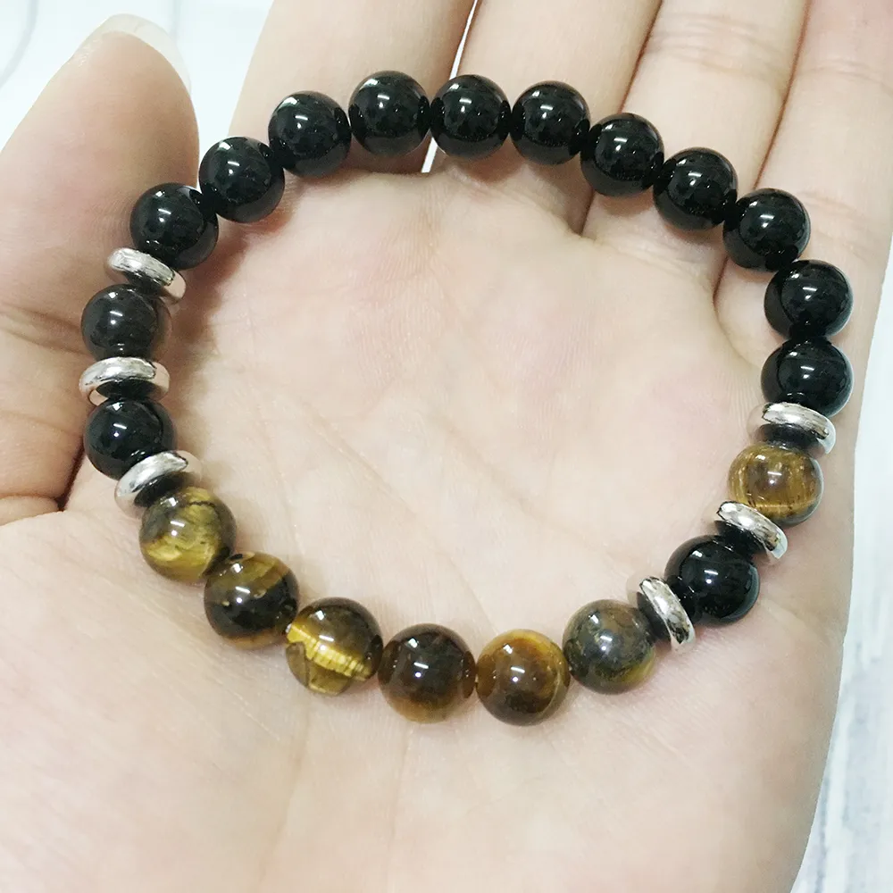 MG0304 Zwart Onyx Tiger Eye Energy Bracelet Persoonlijke Power Bracelet voor vrouwen Balans Binnensterkte Bracelet250k