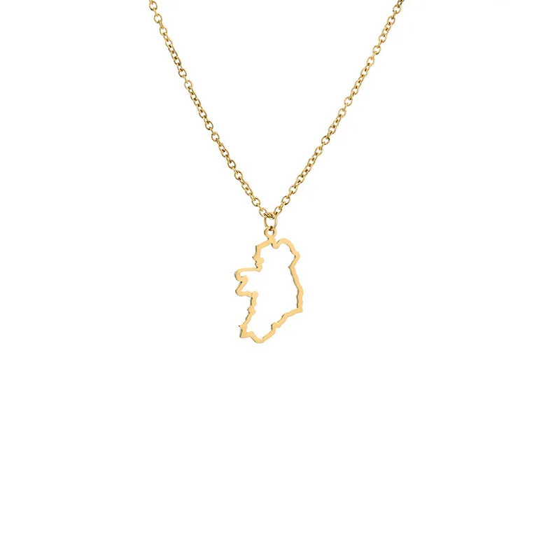 Outline Western Europe World Ireland map pendant chain necklace hollow State geography Country city Hometown friend woman mother men's family jewelry1359546