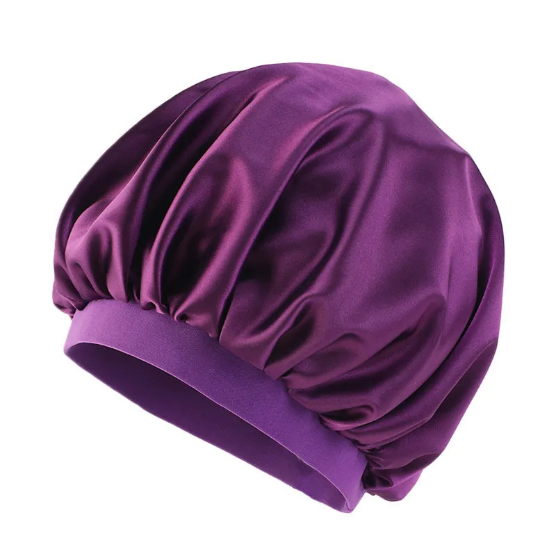 Cały Część kobiety Satynowa nocna czapka do włosów maska ​​czapka jedwabna okładka głowa szeroka elastyczna opaska jeden rozmiar273v