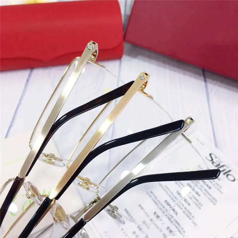 Moda inteira óculos de metal meia armação parafuso pernas redondas óculos ópticos masculino clássico simples estilo negócios ct00870228w