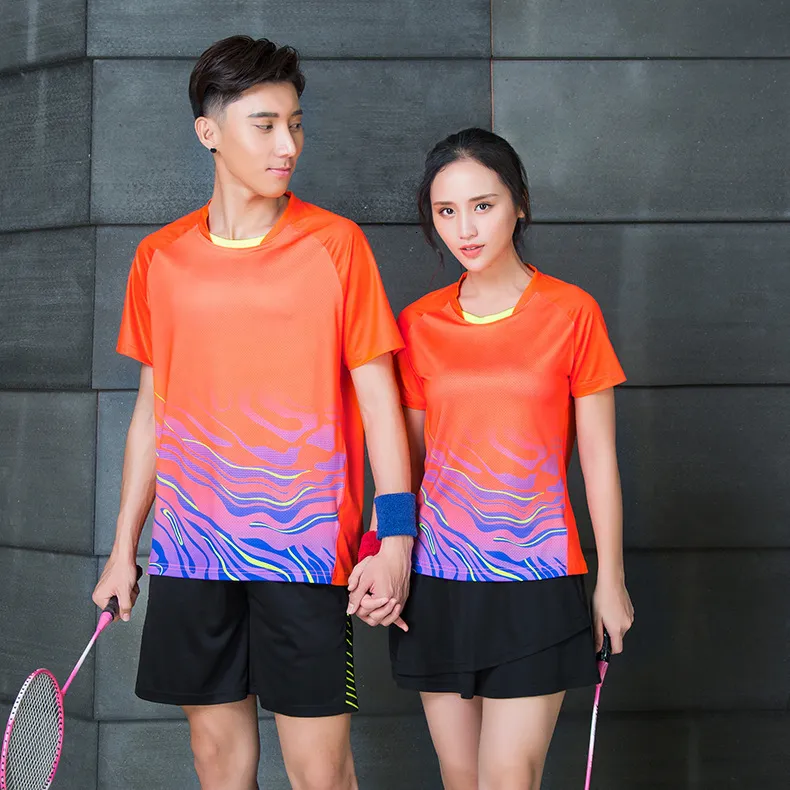 Скорость Дви движения Джерси Мужчины и женщины Молодые студенты Тенис обслуживают с коротким рукавом Badminton