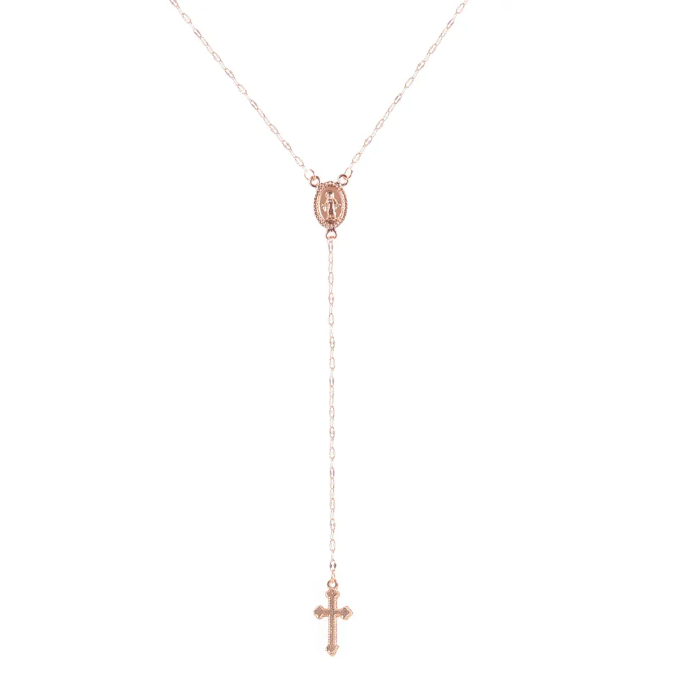 Vintage Goud/Zilver/Rose Gouden Hanger Ketting Christelijke Kruis Bohemen Religieuze Rozenkrans Vrouwen Charm Sieraden Geschenken