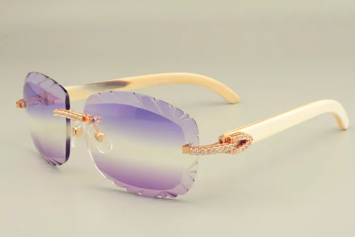 2019 nouvelles lunettes de soleil à lentilles vendues par DHL 8300715 cornes blanches naturelles aussi lunettes de luxe diamants unisexe parasol 264d