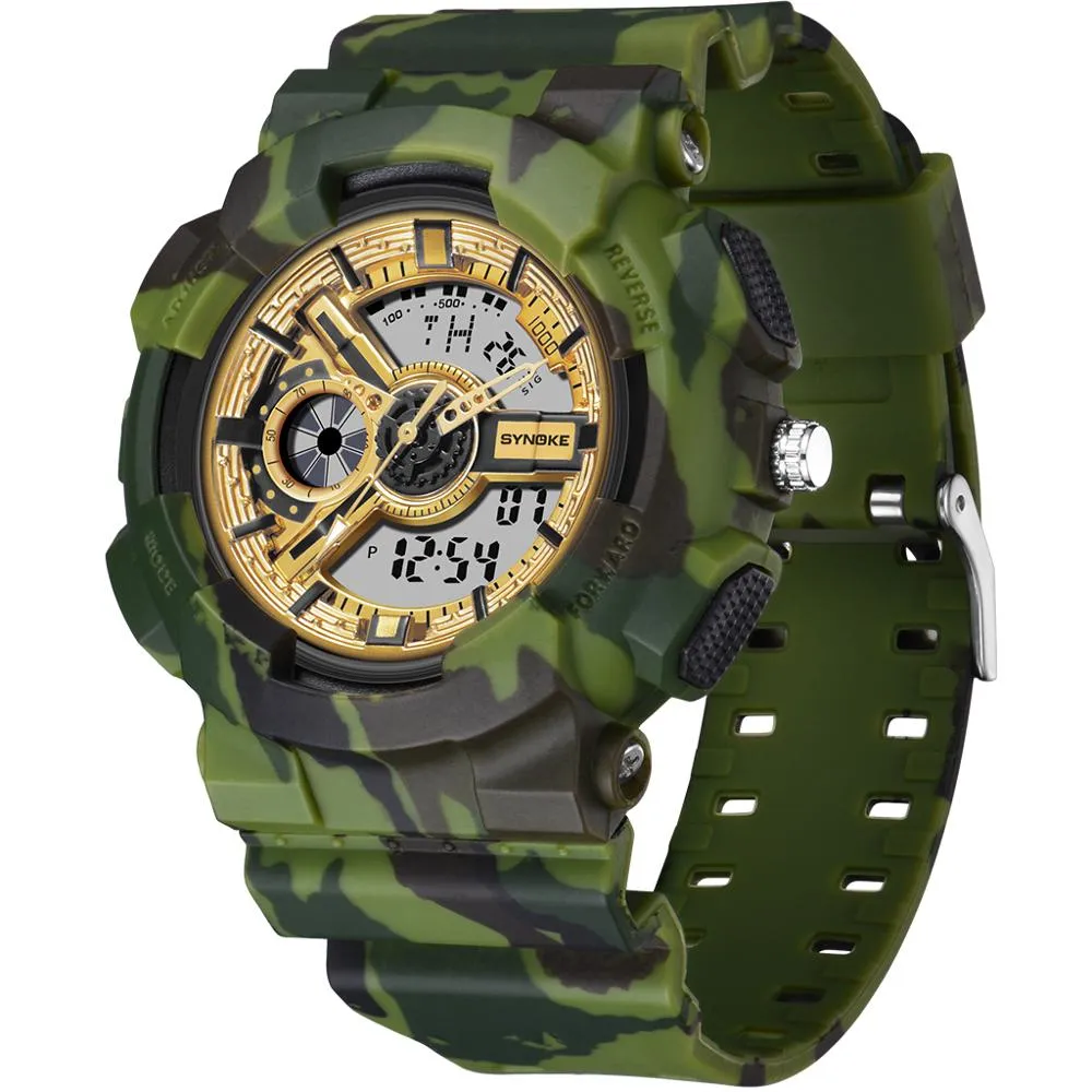 Panars Ny Military Digital Watch Camouflage Outdoor Sports Double Display Elektroniska vattentäta mätarklockor för Men303Z