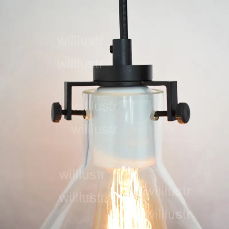 Lampe à suspension en entonnoir en verre transparent clair Edison ampoule à filament vintage el restaurant industriel rétro pays américain Suspen2259