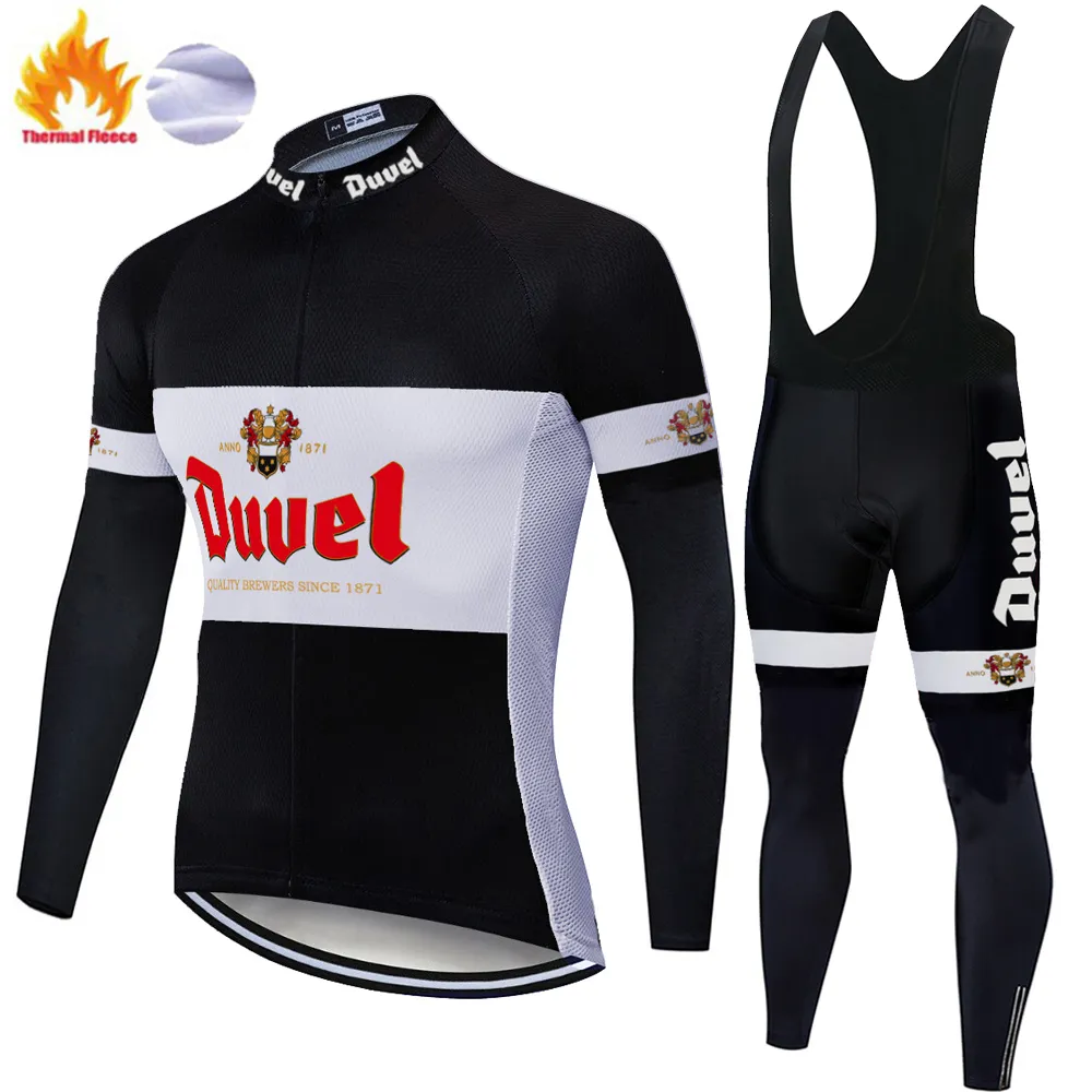 Duvel Beer Winter 2022 Team Cycling Jersey Set 19D Gel Pad Cykelbyxor Ropa Ciclismo Men Thermal Fleece Bicycle Maillot Culotte CLO158T