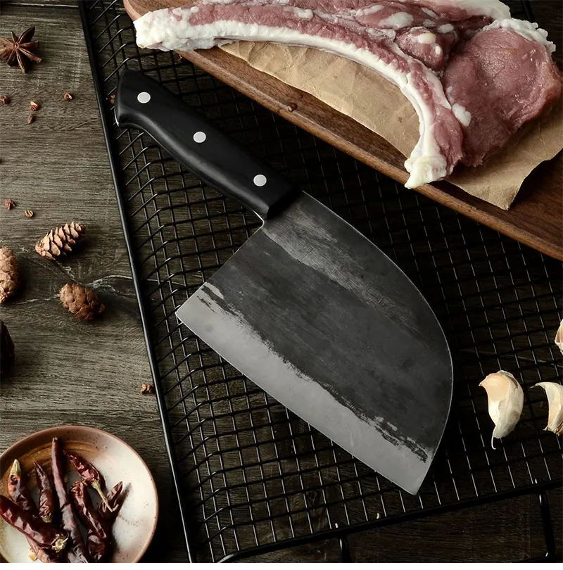 Kochmesser Voller Zapfen scharfe Kohlenstoffstahl Schlachtfleisch Fleisch Cleaver Scheiben Metzger hacken Gem￼se Messer handgefertigt geschmiedet KNI335C