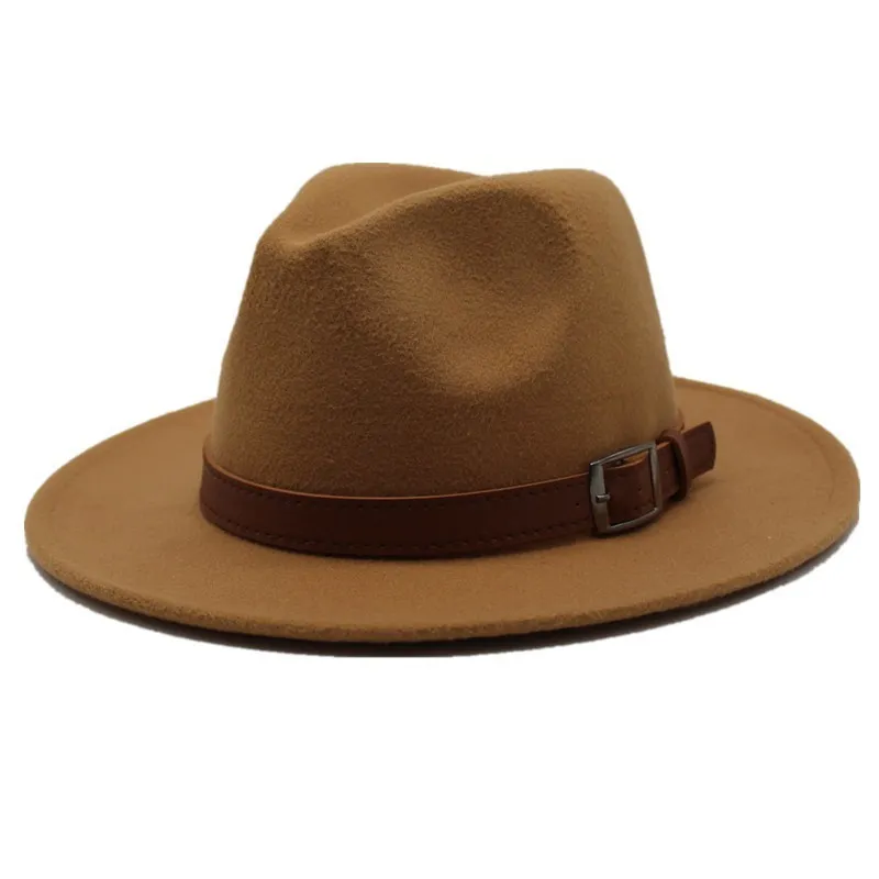 Seioum Spezielle Filzhut Männer Fedora Hüte mit Gürtel Frauen Vintage Trilby Caps Wolle Fedora Warme Jazz Hut Chapeau Femme feutre D190111286i