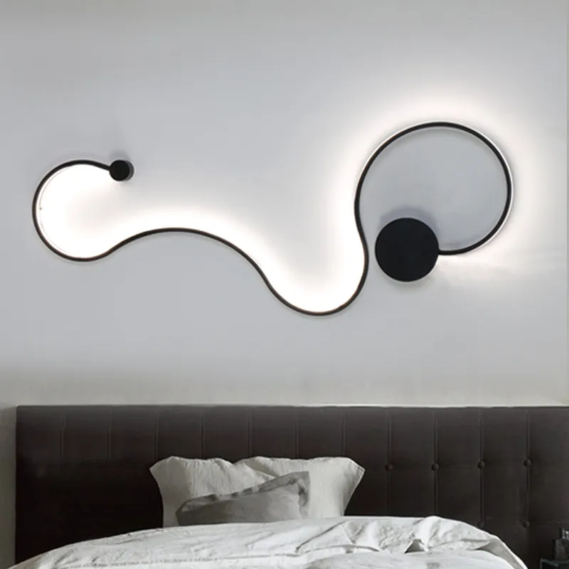 Led cobra lâmpadas de parede moderno e minimalista criativo curva luzes criativo acrílico luz lâmpada nordic cinto arandela para dec292h
