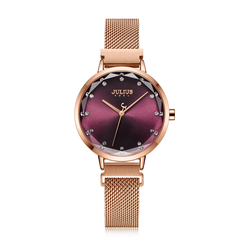 JULIUS nouvelle montre Design créatif aimant en acier inoxydable maille bande montre pour femme japon miborough Movt mode montre à Quartz JA-114257j