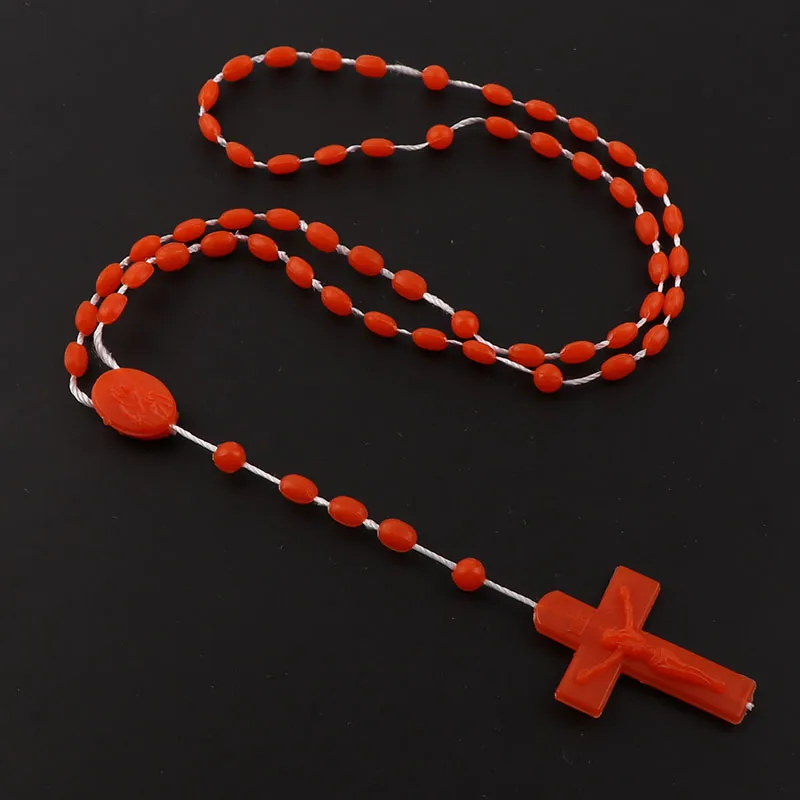 Factory Multicolor Rosaries low in Dark Plastic Rosary Beads Luminous Necklace Catholicism Prayer Religious Jewelry279c