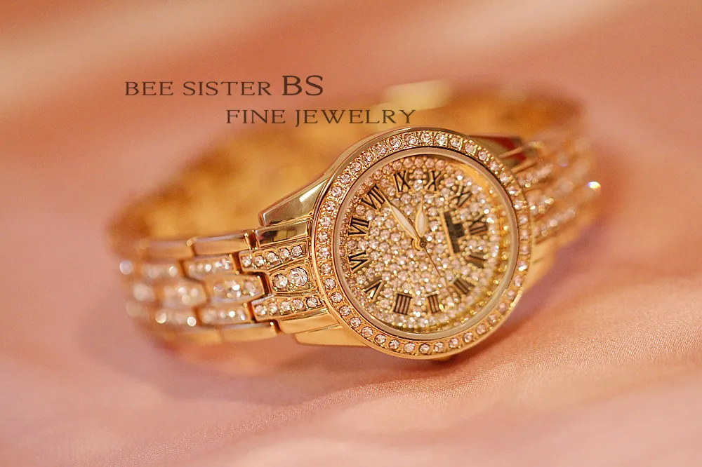다이아몬드 여성 시계 라인트 톤 숙녀 실버 브레이슬릿 시계 시계 손목 시계 스테인리스 스틸 보석 181f