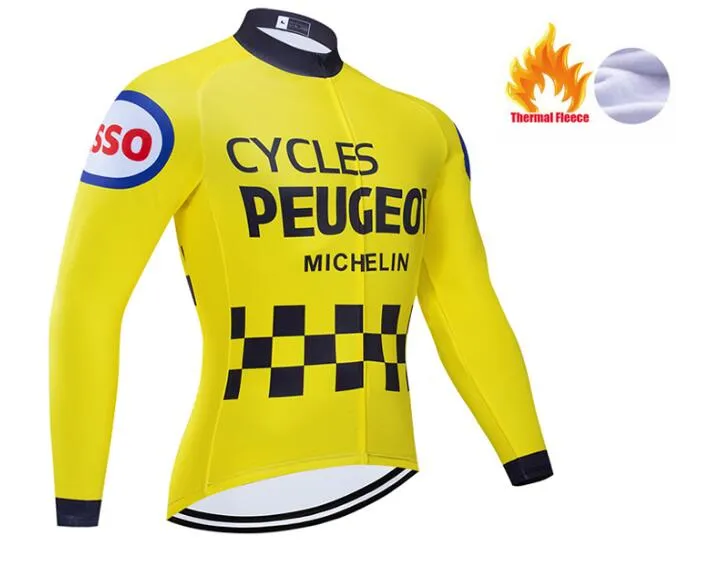 2022 Peugeot hiver thermique polaire maillot de cyclisme vtt vélo vêtements cyclisme chemises longue Ropa Ciclismo Invierno Hombre Maillot160C