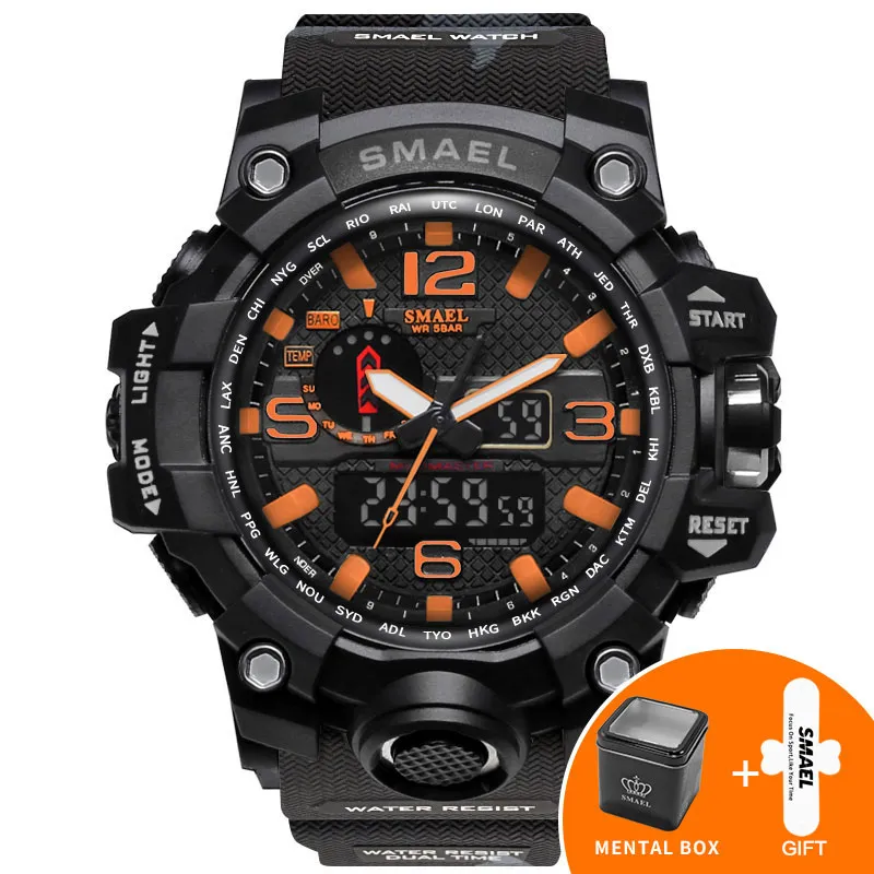 Smyael 2020 Orange Camuflage Watches Watch Marka Watch Digital LED Na rękę Sport 1545b Męs