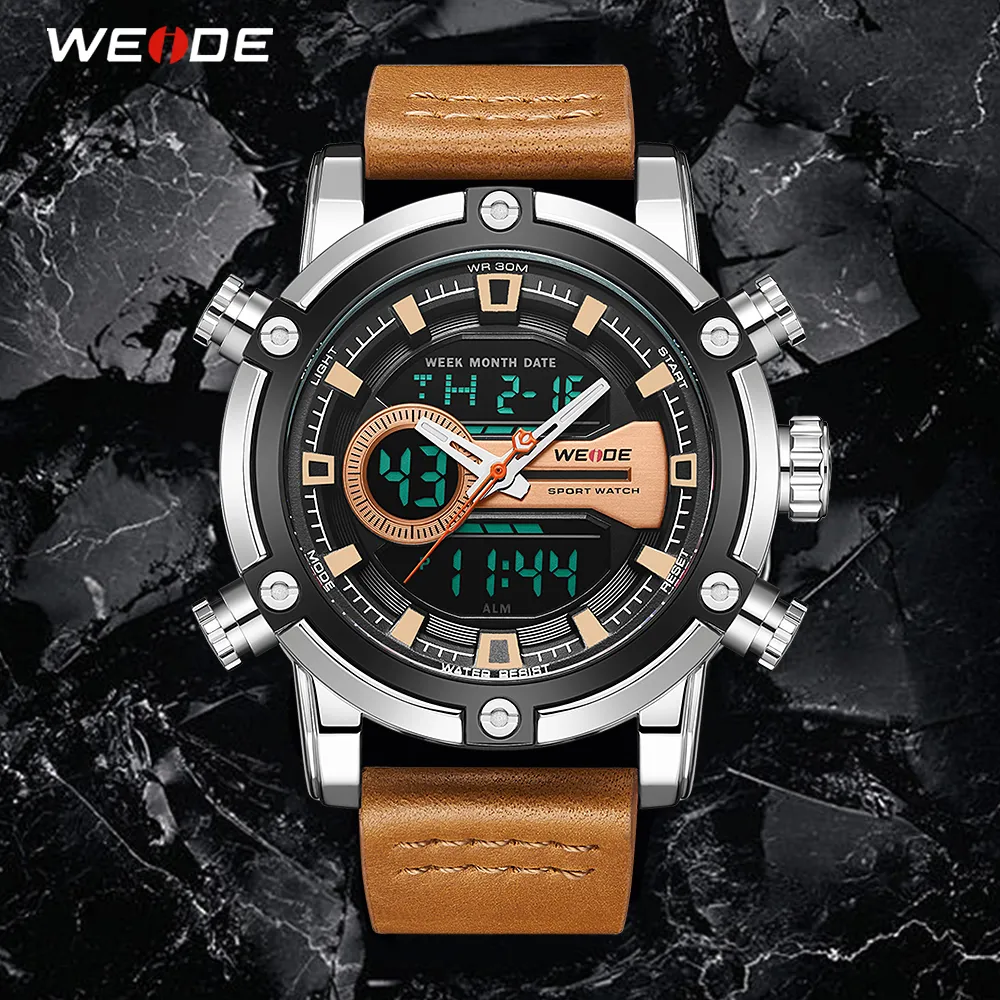 WEIDE montre hommes nouveau luxe européen hommes sport affaires mouvement à Quartz analogique LCD calendrier numérique plusieurs fois hommes montre 287T