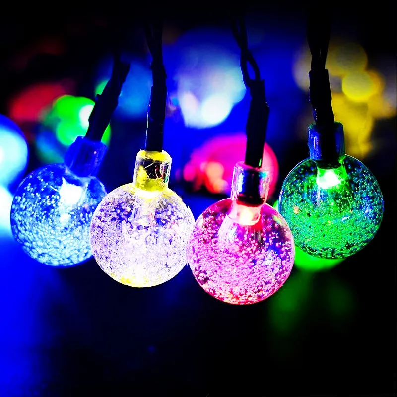LED Solar Strings Bubble Ball Strings الإضاءة الإضاءة في الهواء الطلق مقاوم للماء عيد الميلاد ديكور ديكور الكرة ضوء 175S