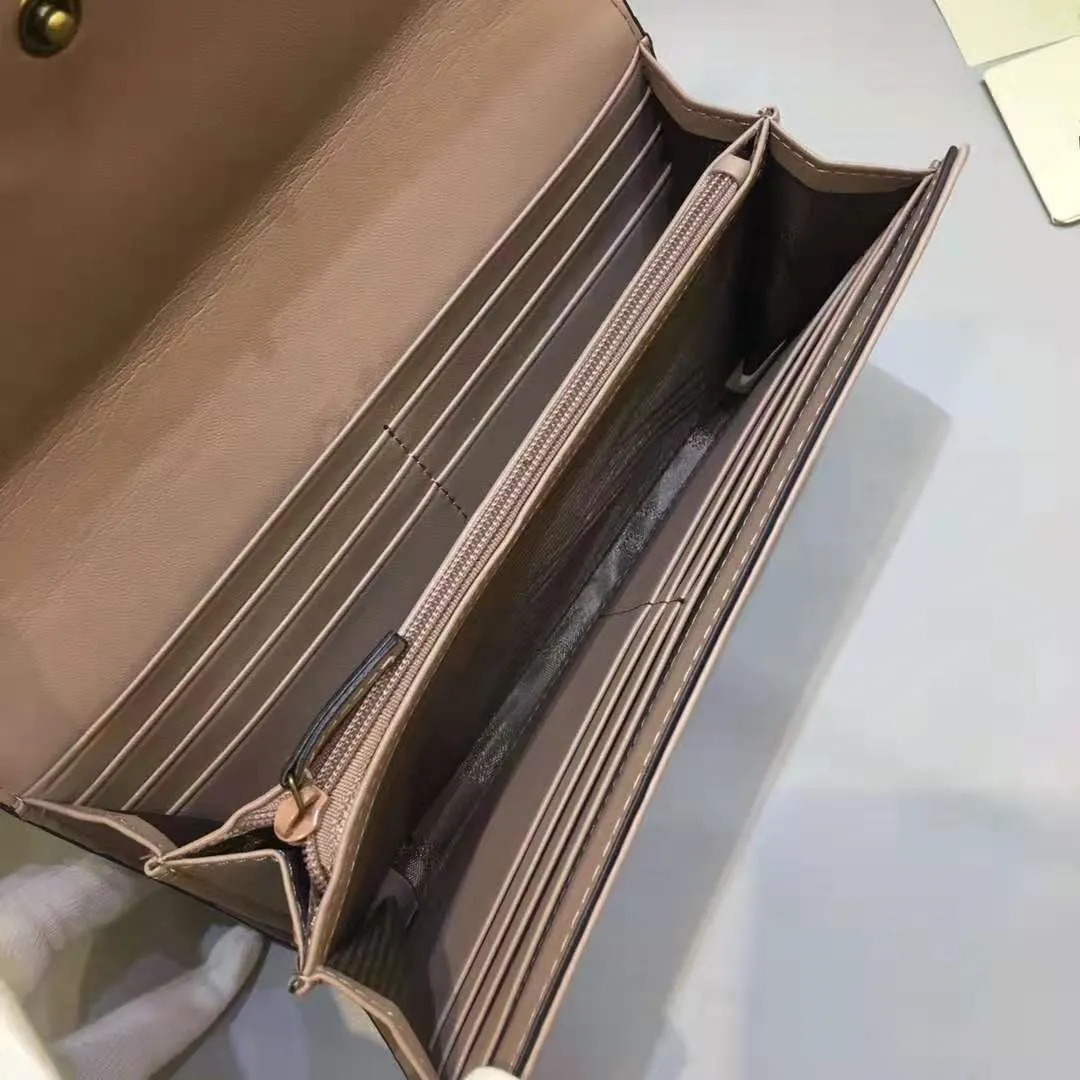 Гуманоидный дизайн гофрированного кошелька 19 см кожаной кошельки для кошелька Marmont Slot Lady Flip Bag оба буквы держатель карты 443436298V