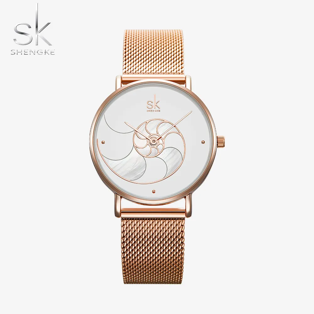 Shengke Women Fashion Quartz Quartz Watch Lady Mesh -watch -полоса высококачественная повседневные водонепроницаемые наручные часы для жены 2019228H