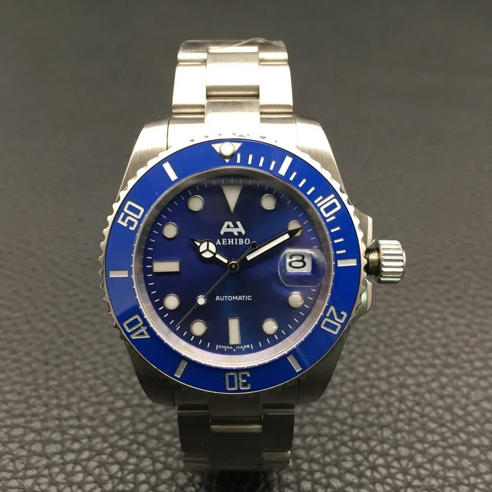 3 Farben Uhren Herren Saphir Schwarz Grün Blau Keramik Lünette Edelstahl 40mm 116610 Automatische mechanische Armbanduhr235n