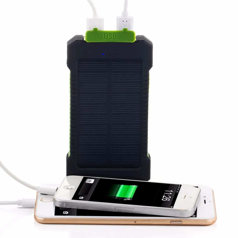 Solar Power bank Charger Waterproof Phone External Battery Dual USB Power Bank 10000mah5740836