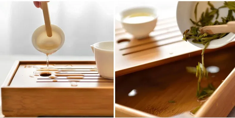 التقاليد الصينية الخيزران شاي صينية الصلبة الخيزر