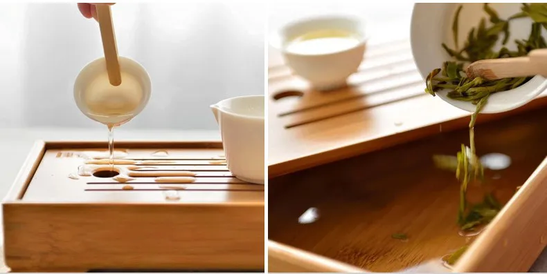 Chinese Traditions Wood Tea Tray Solid Wooden Tea Board Kung Fu Cup Teapot Crafts Tray Chinese Culture Tea Set Preference151S