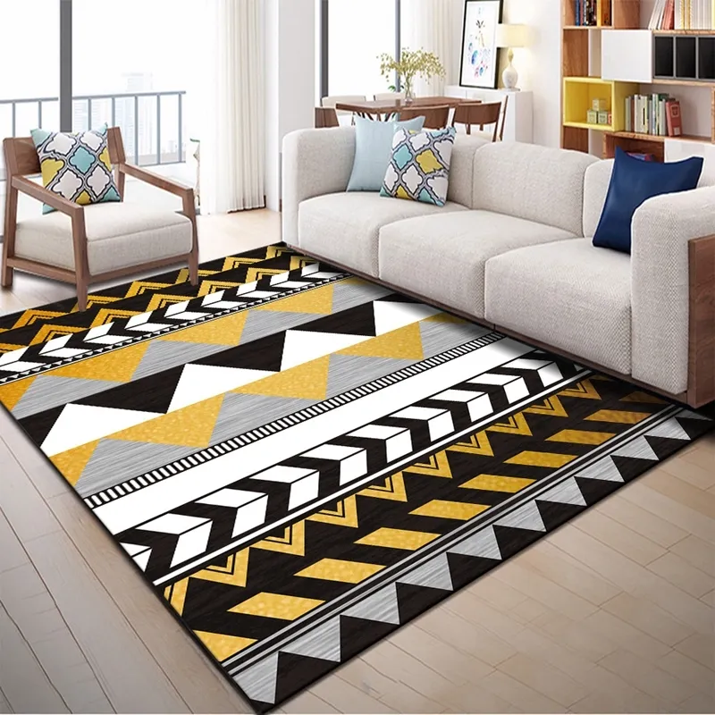 European Geometric Printed Area Rugs Large Size Carpets For Living Room Bedroom Decor Rug Anti Slip Floor Mats Bedside Tapete Y200244T