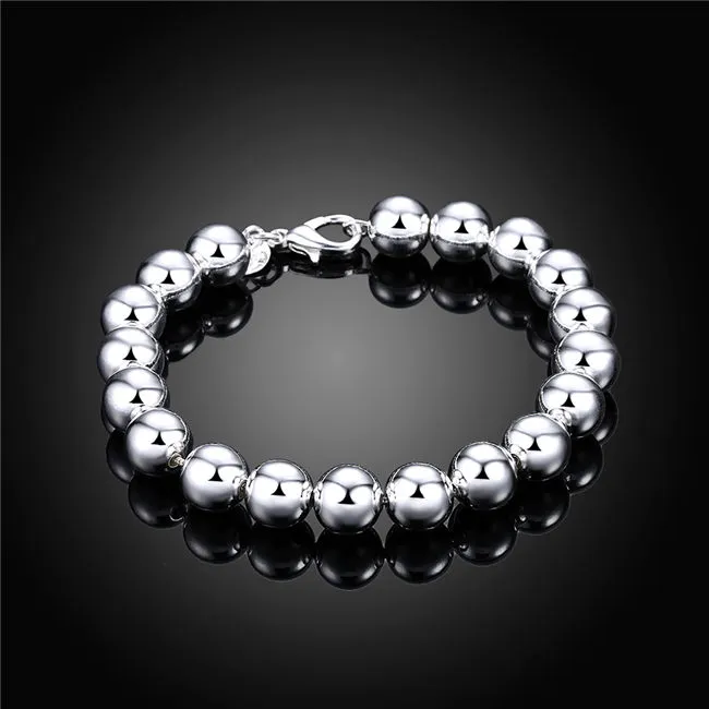 brand new 10m Buddha beads bracelet - solid 925 silver charm bracelet 20 5x1 0cm DFMWB136 women's sterling silver plated jewe251C