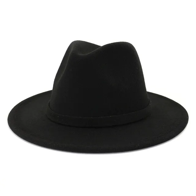Schwarz mit lindgrüner Unterseite, Patchwork-Jazz-Fedora-Hüte mit schwarzem Filzband, Damen-Panama-Hut aus Wollfilz mit breiter Krempe279d