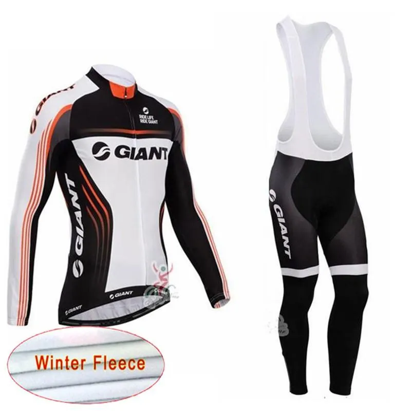 2019 New Giant Team Cycling Winter Thermal Fleece Jersey Bib Pants Sets Men Leng Sleeves Bike Maillot Roupa ciclismo lzfboss4208l