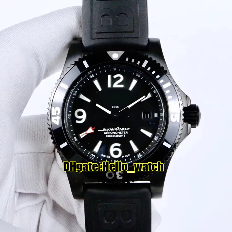 Nowy super ocean data pvd czarna stalowa obudowa M17368D71C1S1 Blue Dial Automatyczne męskie zegarek gumowy pasek wysokiej jakości Zegarki Hel2464